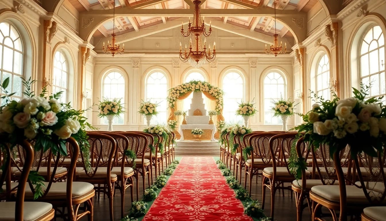 Beautifully arranged Jacksonville Wedding Venue for a charming indoor ceremony.