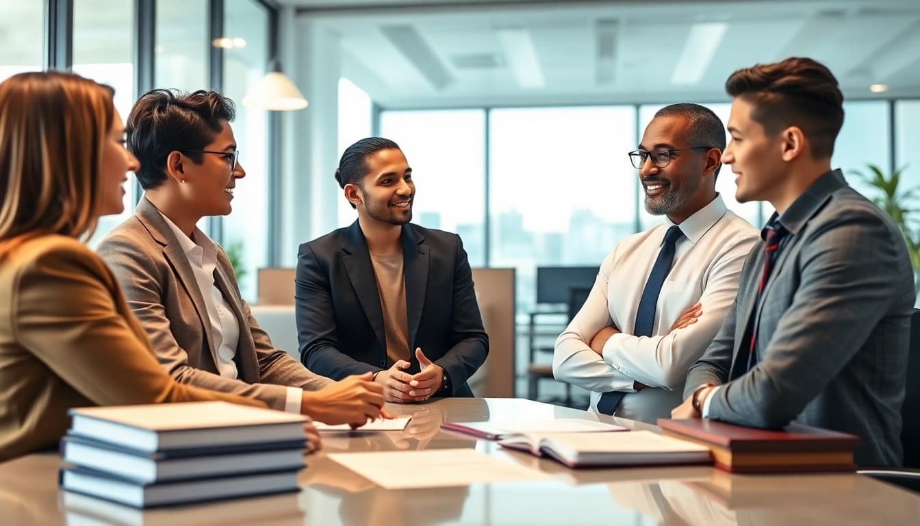 Jacksonville Immigration Lawyer consulting with clients in a modern office.