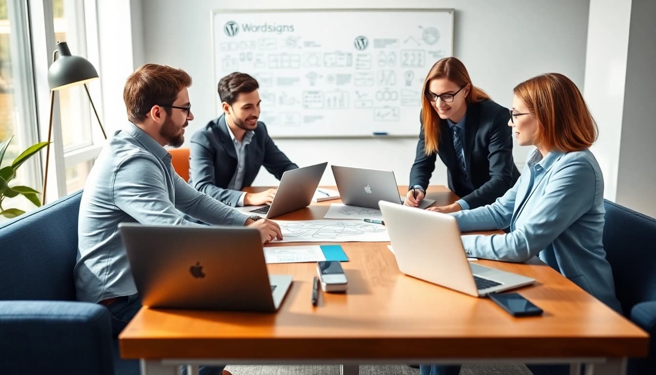 Arbeiten mit einem Team von Wordpress Agentur an einem modernen Webdesign-Projekt