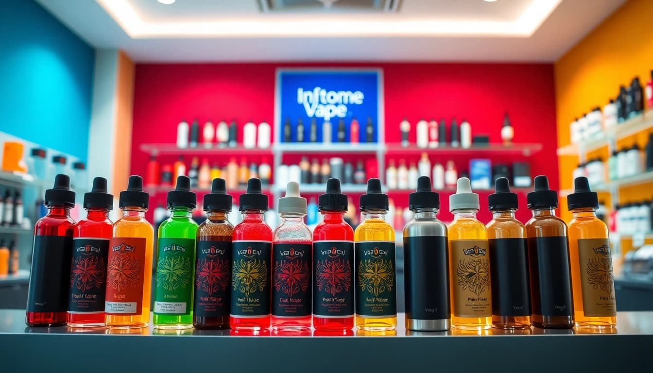 Showcase of Vape Juice Depot's premium vape juice selection in a modern retail environment.