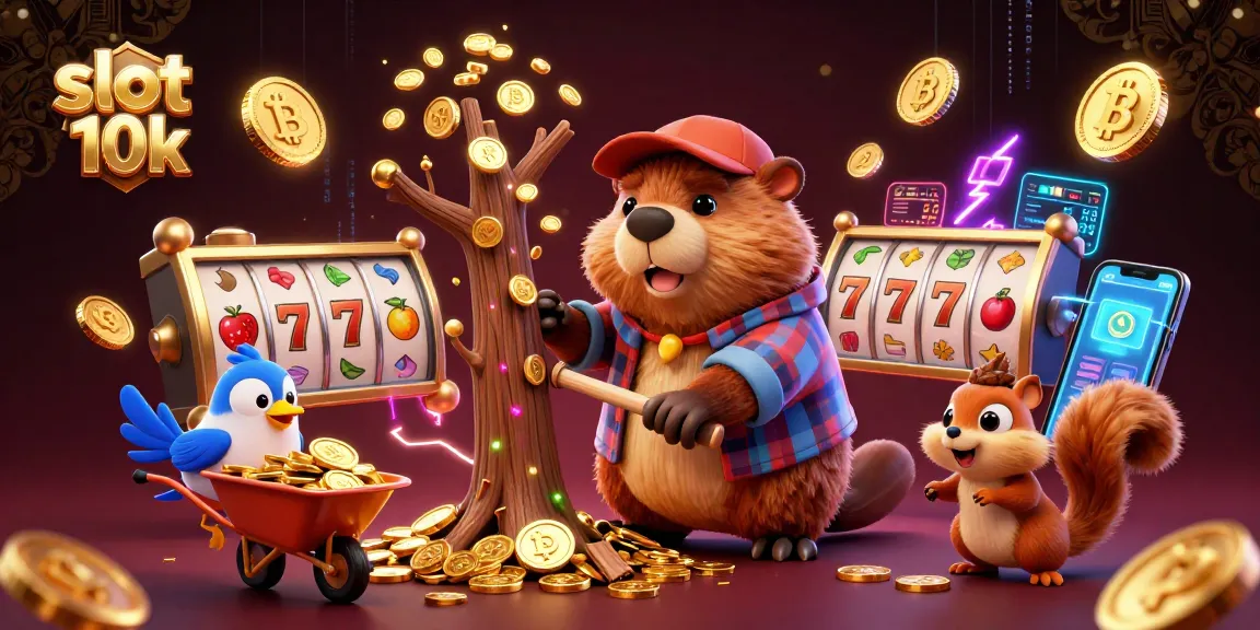 Engage with the vibrant slot 10k scene where cartoon characters collect gold coins amidst dynamic 3D gambling elements.