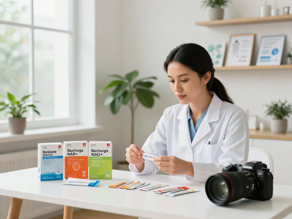 BPC 157 benefits showcased through modern buccal strip products in a professional health setting.