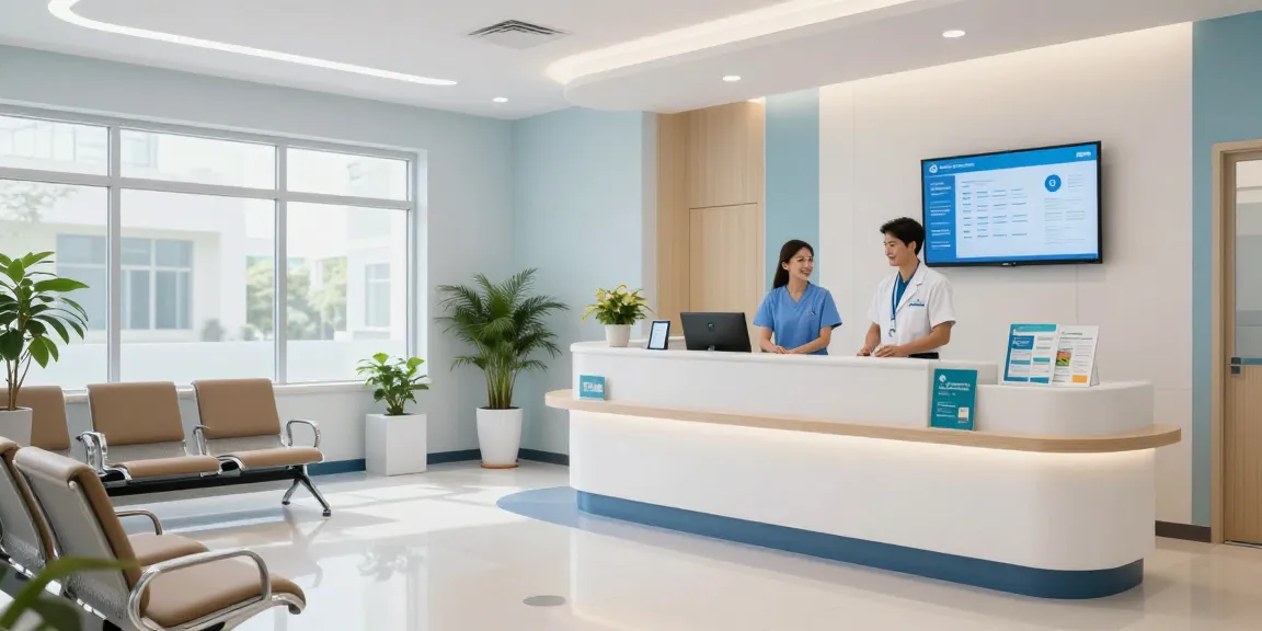 "Getting married health insurance – compassionate doctor consultation in a modern health clinic with patient care and medical services."