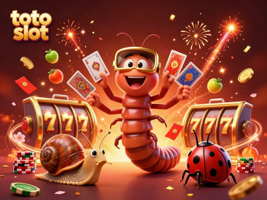 Engage with the dynamic toto slot scene featuring a millipede dealer, high-roller snail, and chips