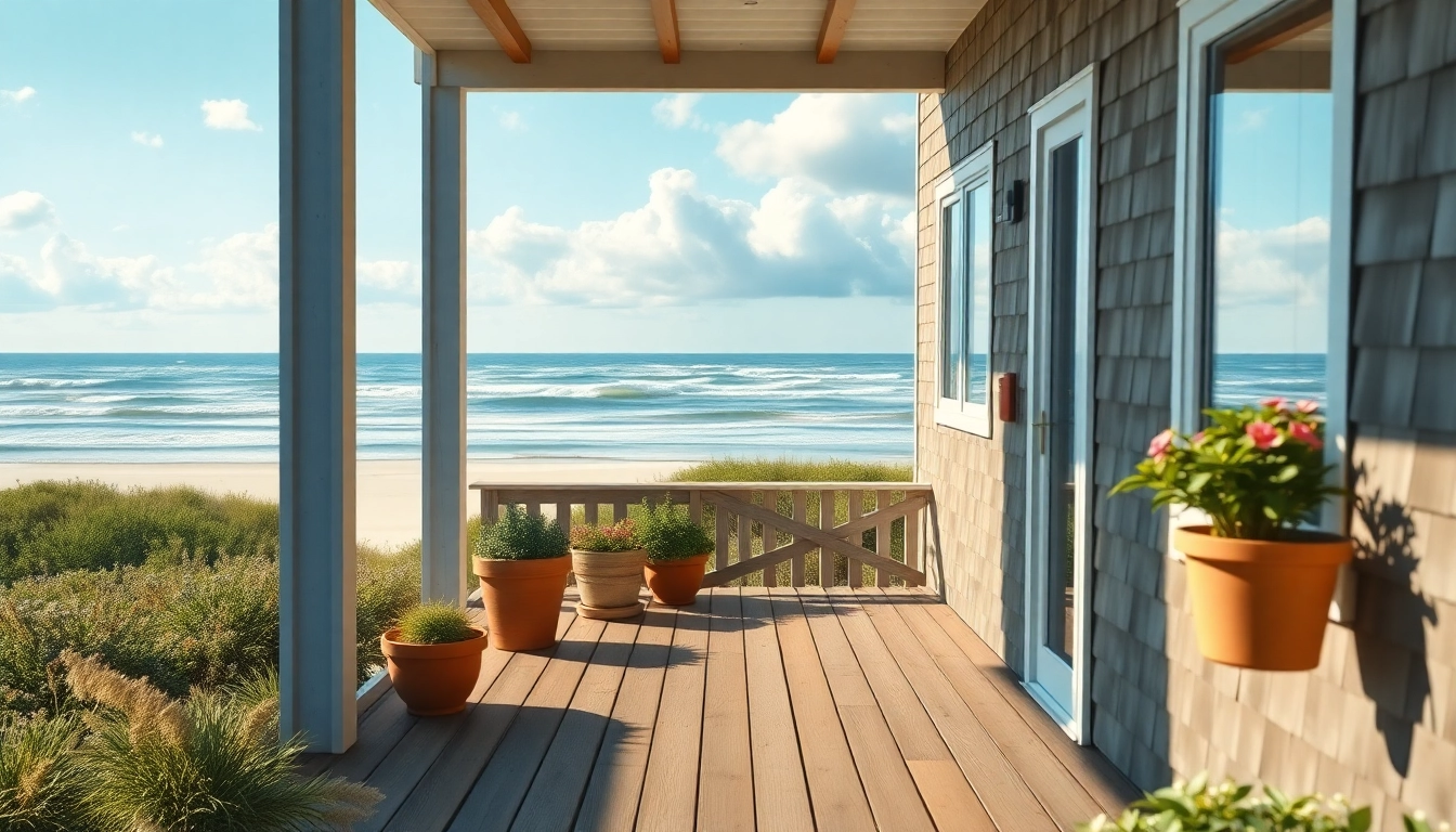 Cape cod home with charming porch and beach view, embodying coastal elegance.