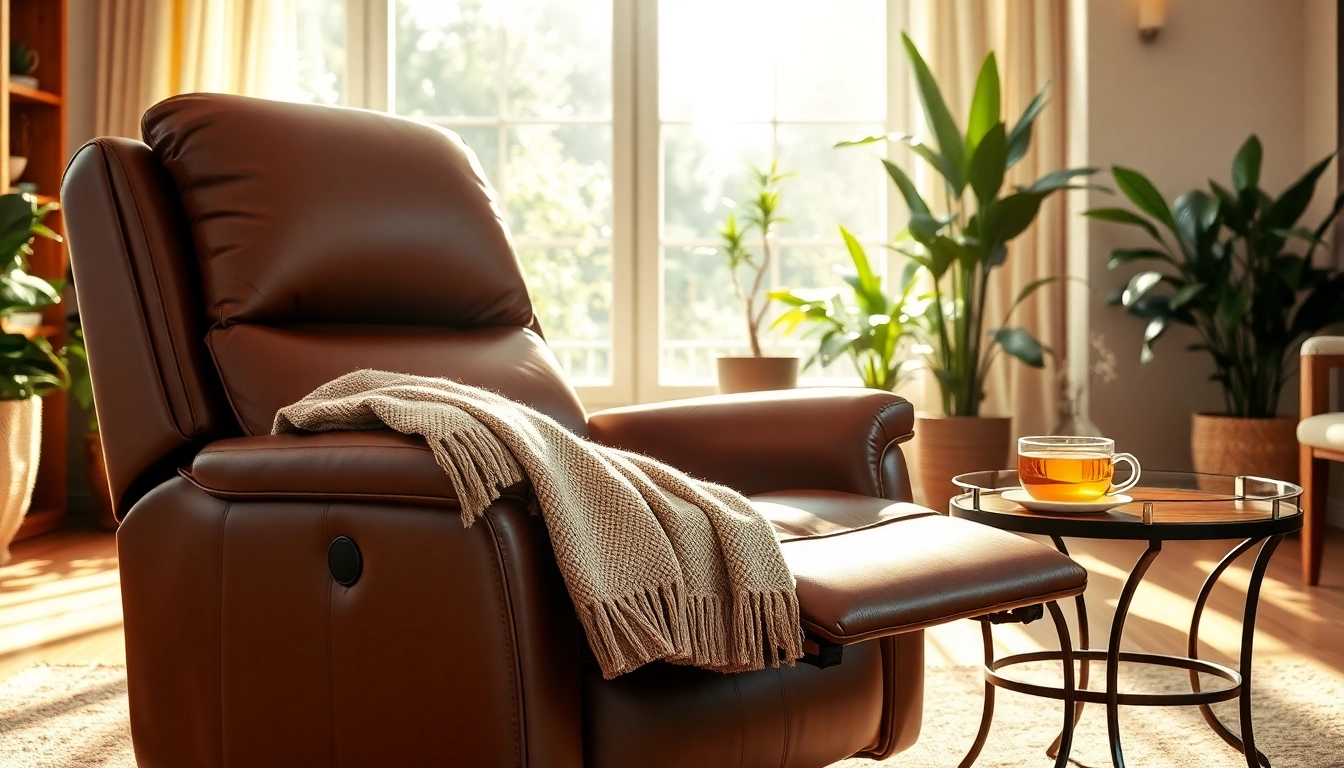 Experience comfort with the leather lift recliner with heat and massage in a stylish living room setting.