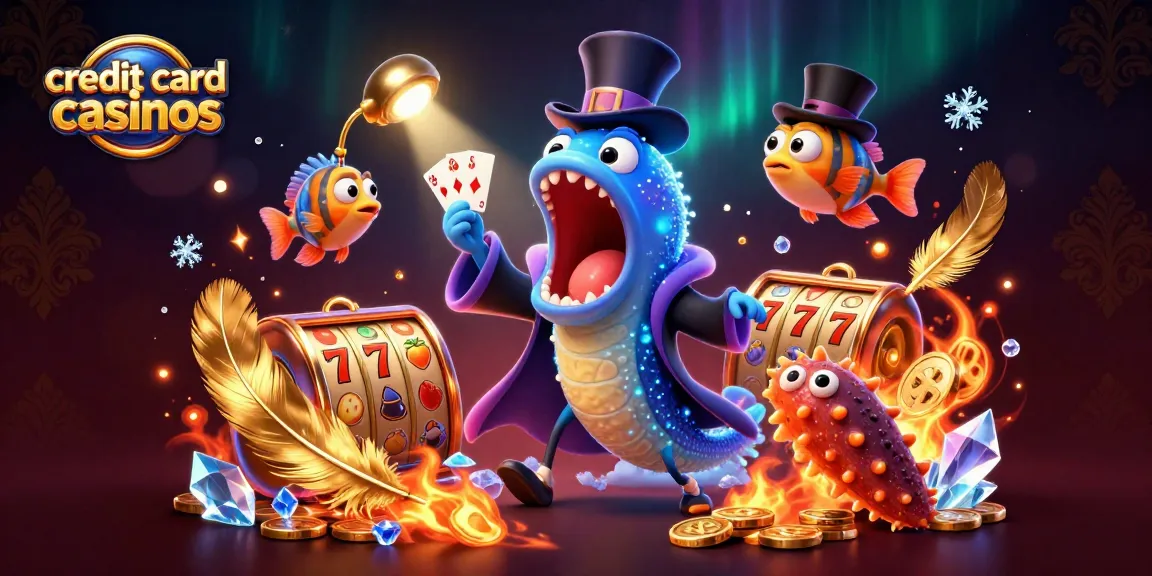 Engage with credit card casinos featuring a magician eel and vibrant game elements.
