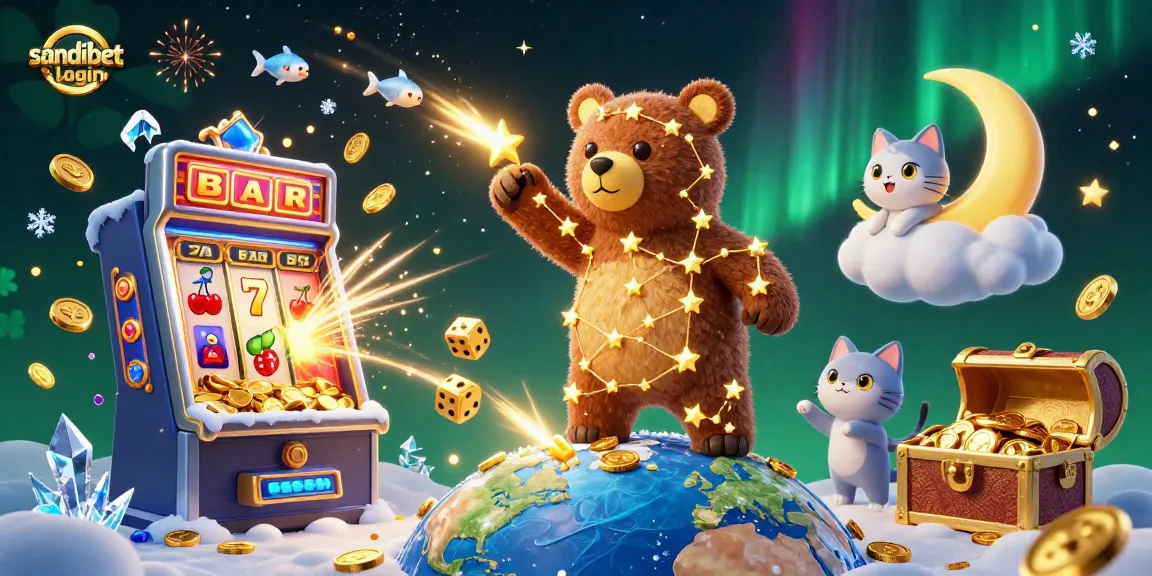 Experience the thrill of sandibet login with vibrant casino elements in a rich, dynamic illustration.