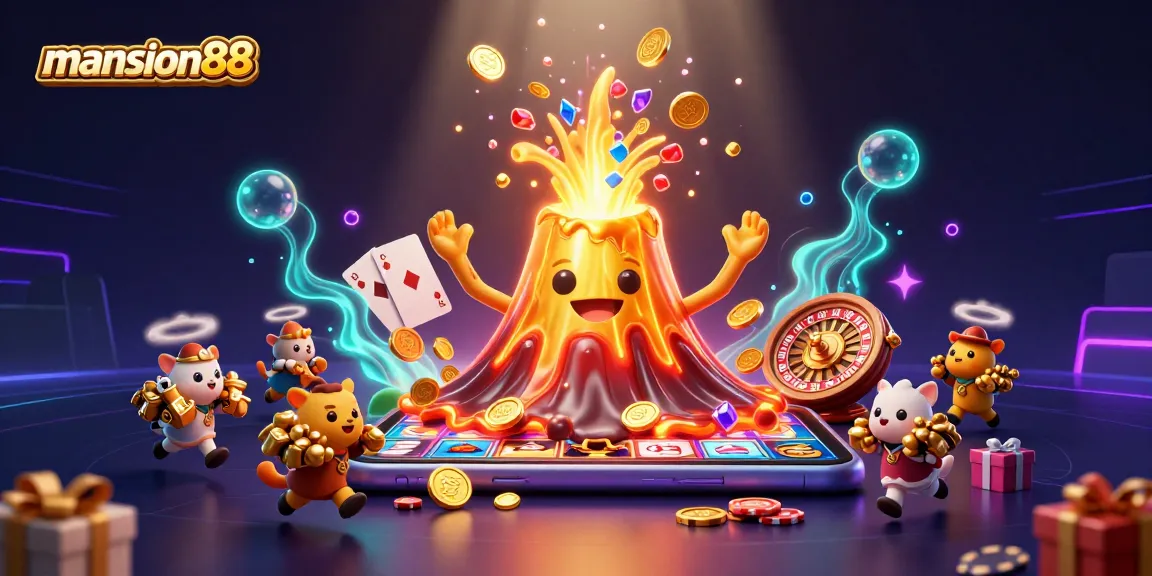 Engage in exhilarating wins at mansion88 with dynamic 3D casino illustration showcasing lucky treasures.