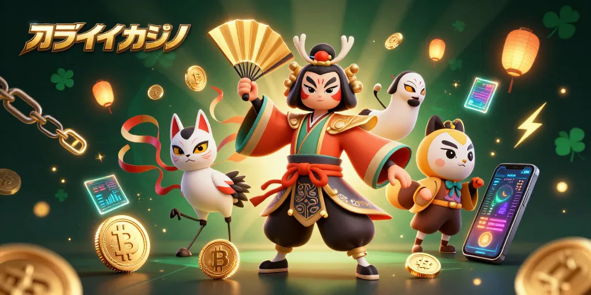 オンラインカジノでスロットを楽しむキャラクターが光り輝くコインに囲まれた幻想的なシーン