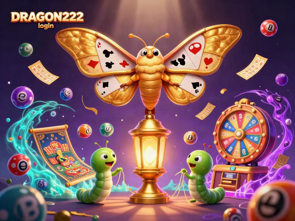 Experience the excitement of playing at DRAGON222 login with vibrant lottery themes and golden elements.