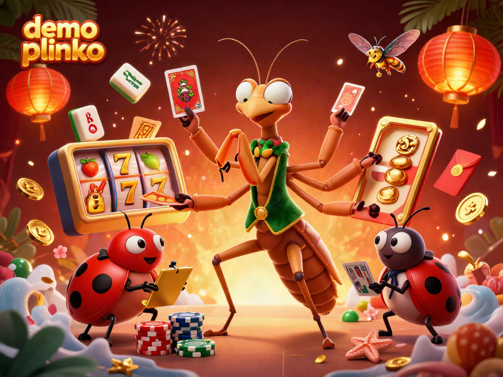 Engage in demo plinko with a vibrant 3D casino scene featuring colorful characters and dynamic game elements.