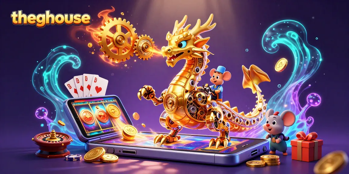 Experience thegbhouse with a golden dragon and dynamic slot gaming elements in a vibrant casino scene.