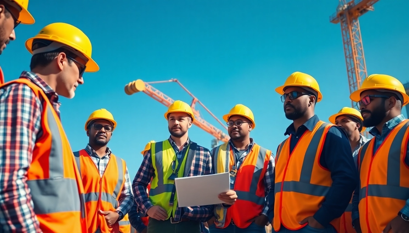 Workers participating in engaging construction safety programs and training outdoors.