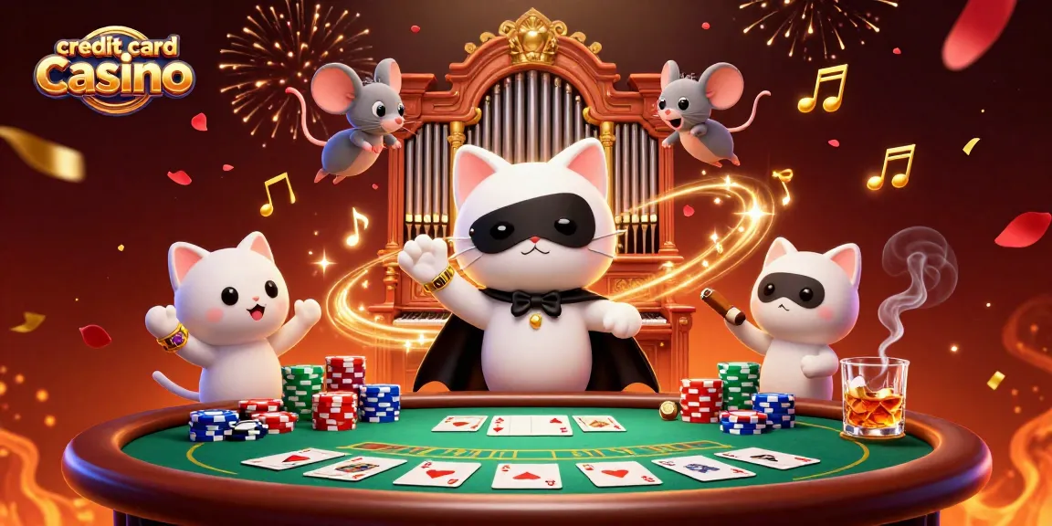 Experience the thrill of a credit card casino with dynamic gaming elements and vibrant characters.