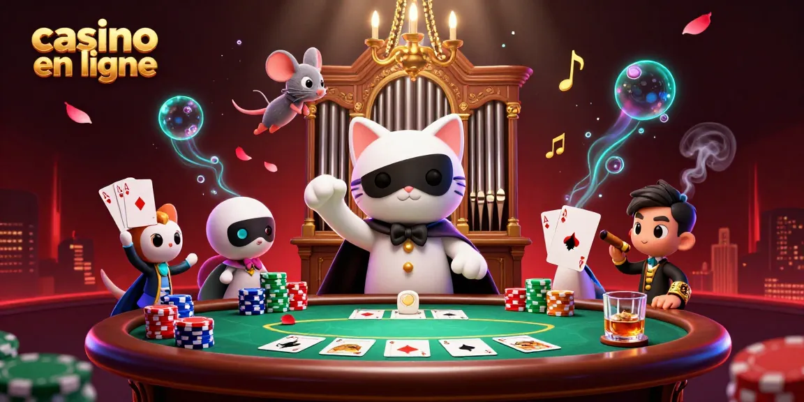 Jouez au casino en ligne avec le chat fantôme de l'opéra et une souris acrobate dans une scène dynamique.