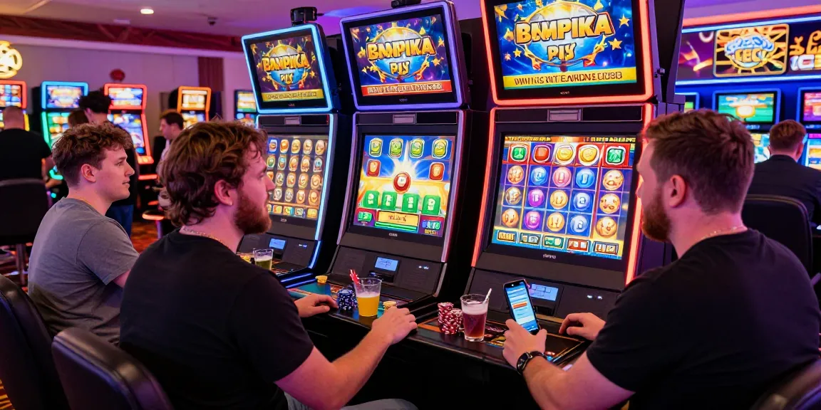Players enjoying Bonus Buy slots at a vibrant casino while navigating options through https://ampika.co.uk/ for top game choices.