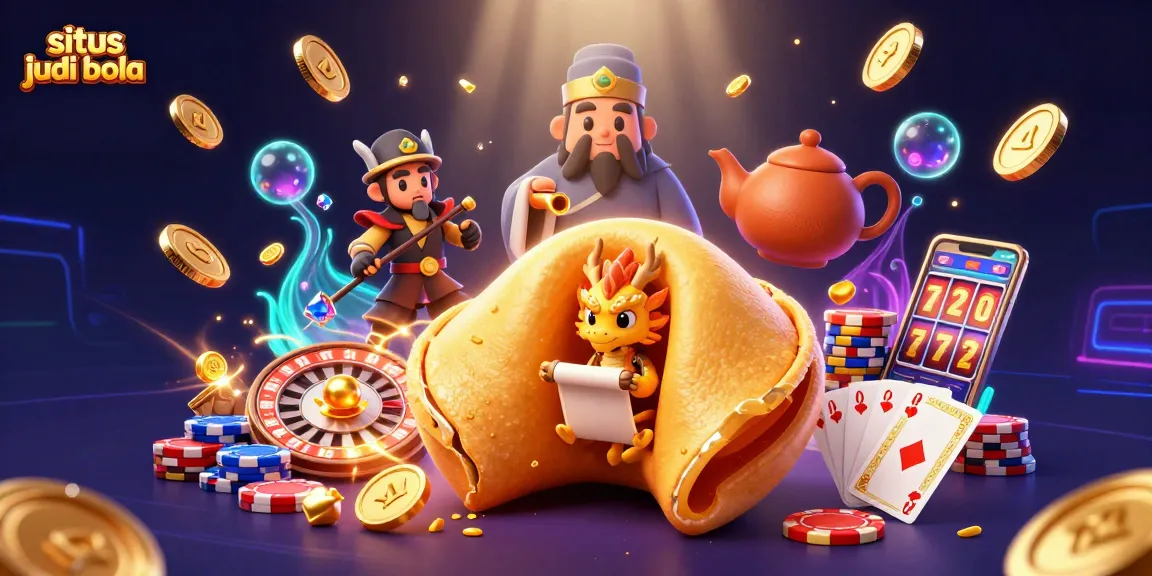 Engage with situs judi bola scene showcasing dynamic characters like a wise dragon and golden coins.