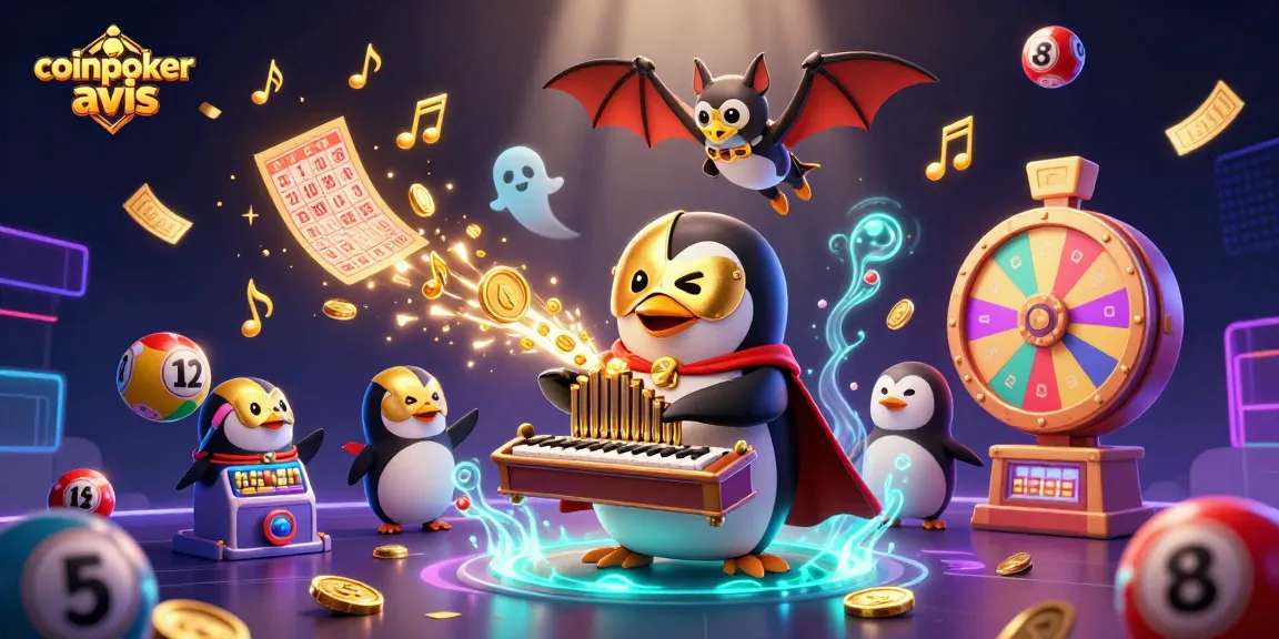 Découvrez l'univers coloré de CoinPoker avec des éléments de jeux captivants dans cette scène animée