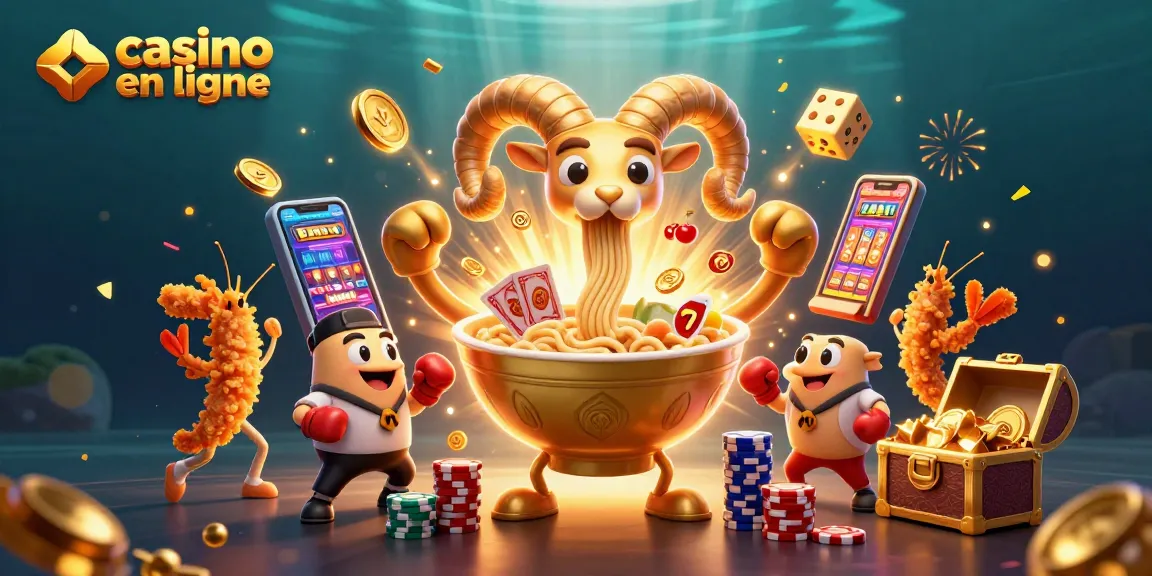 Jouez au casino en ligne avec énergie, représentée par un bol de ramen et des personnages animés.