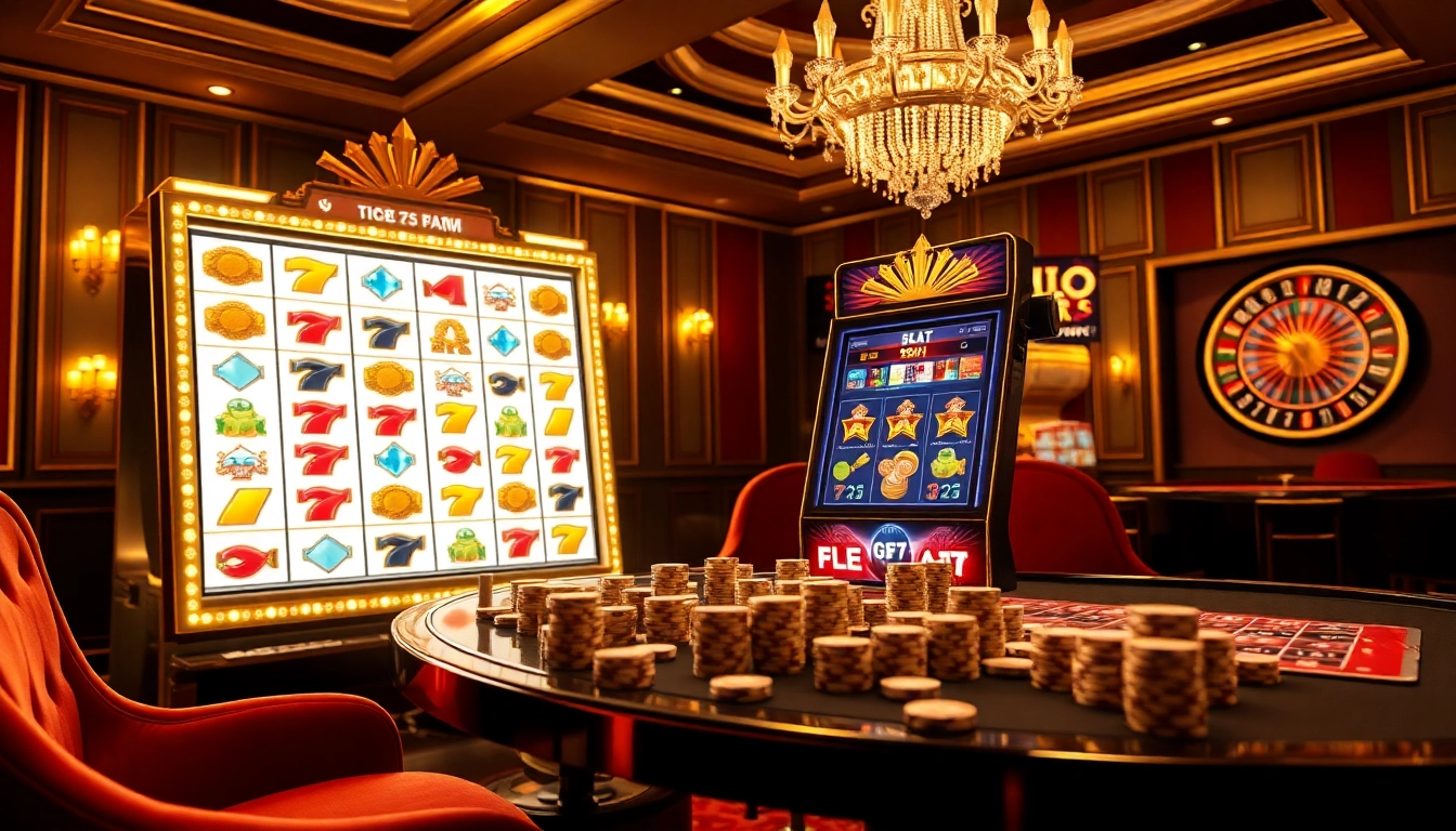Excited players enjoy the slot demo scatter hitam at a luxurious casino, highlighting thrilling gaming moments.