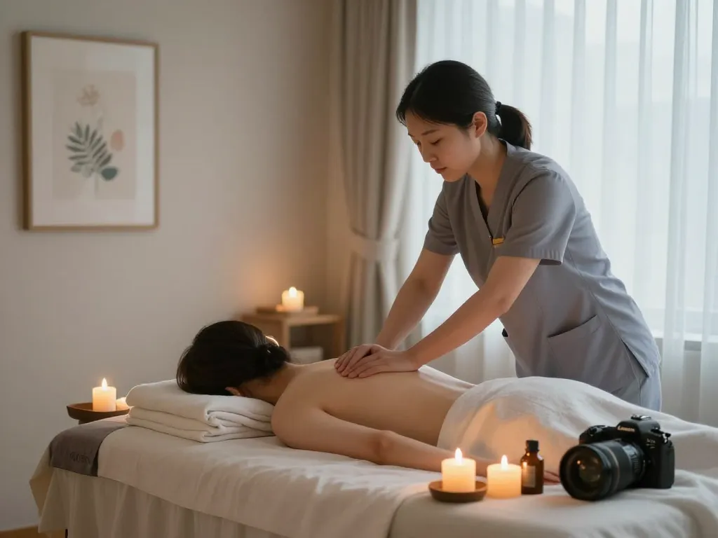 Relaxing 서울출장마사지 session with professional therapist in a calming home environment.