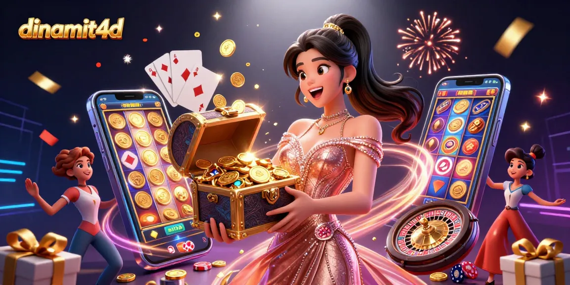 Win big with dinamit4d! Experience the excitement of slots and treasures in this dynamic casino scene.