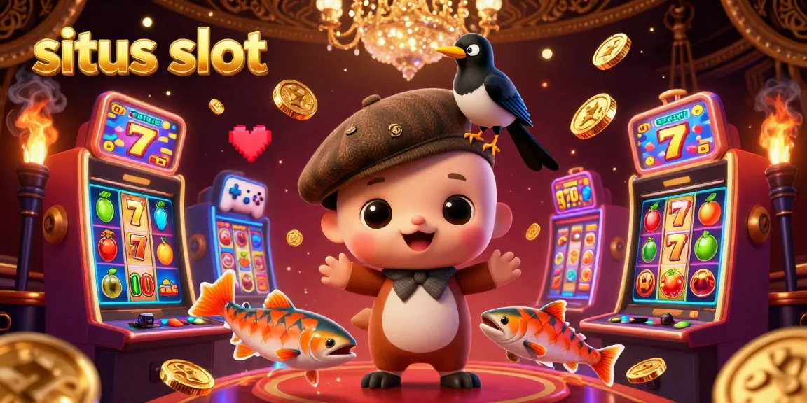 Sights of situs slot games intensify as playful cartoon characters immerse in a vibrant casino adventure.