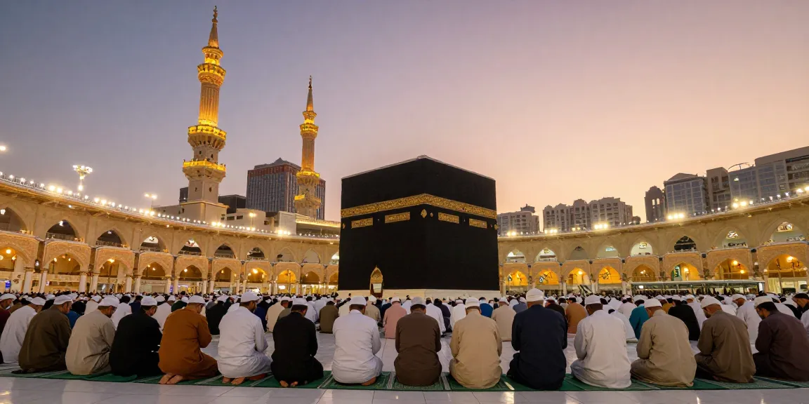 Experience the spiritual essence of umroh full ramadhan at Masjidil Haram, filled with diverse pilgrims seeking a profound connection during their pilgrimage.