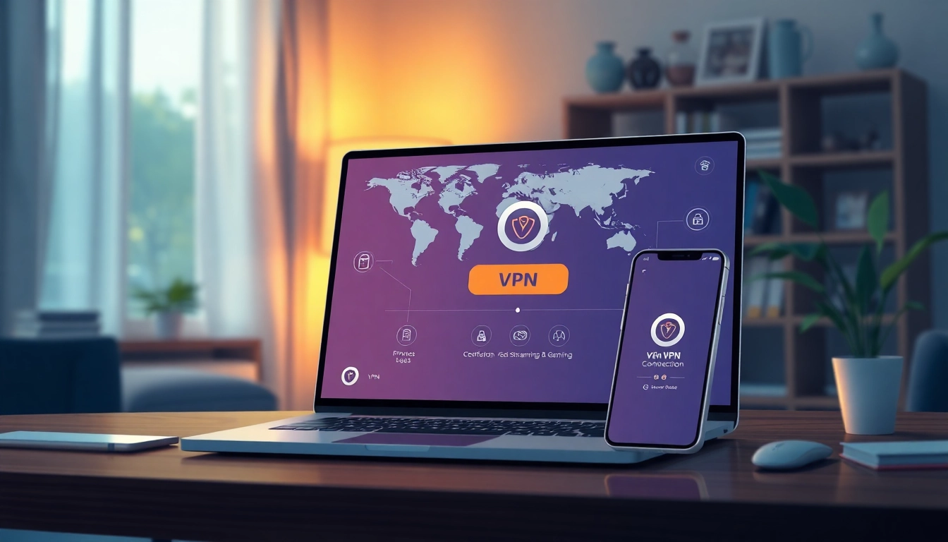 快连官网展示在现代家庭办公室中的安全且快速的 VPN 功能。