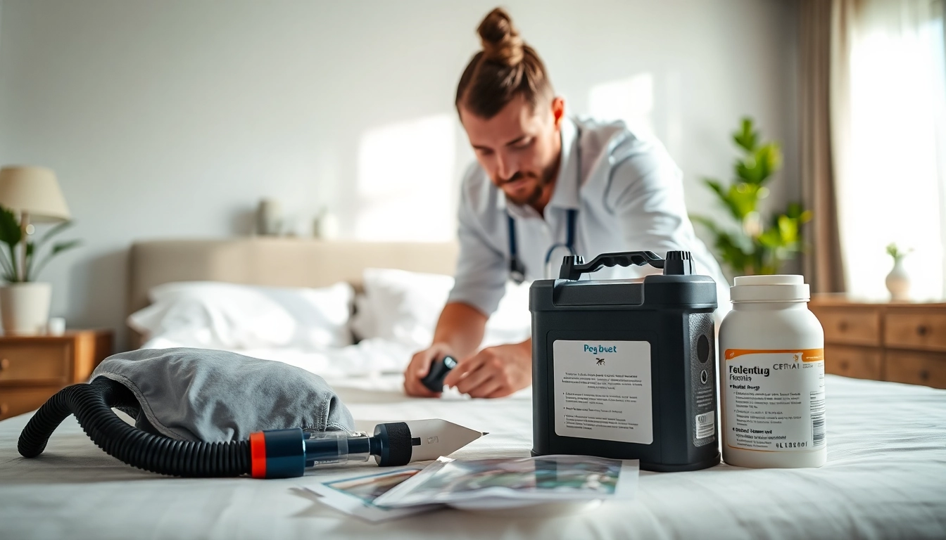 Bed bug exterminator cost analysis with a professional technician preparing treatments.
