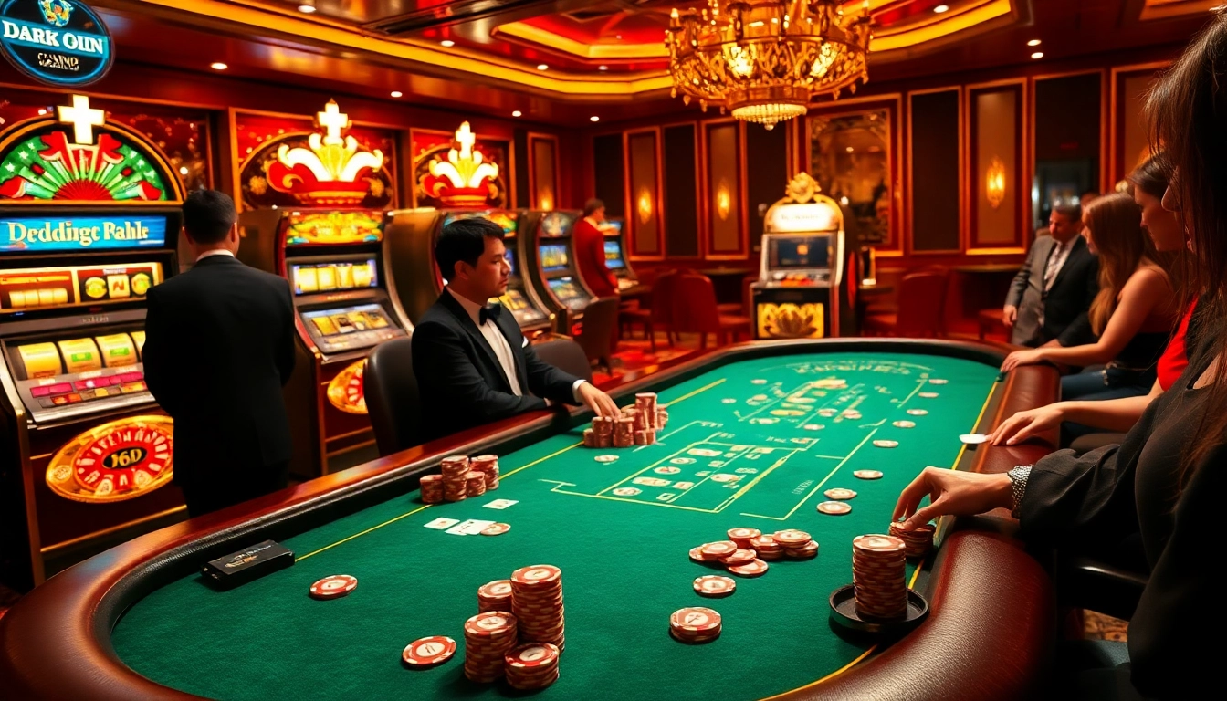 Engaging poker players at a luxurious casino table exploring hidden wiki onion concepts amidst vibrant gambling ambiance.