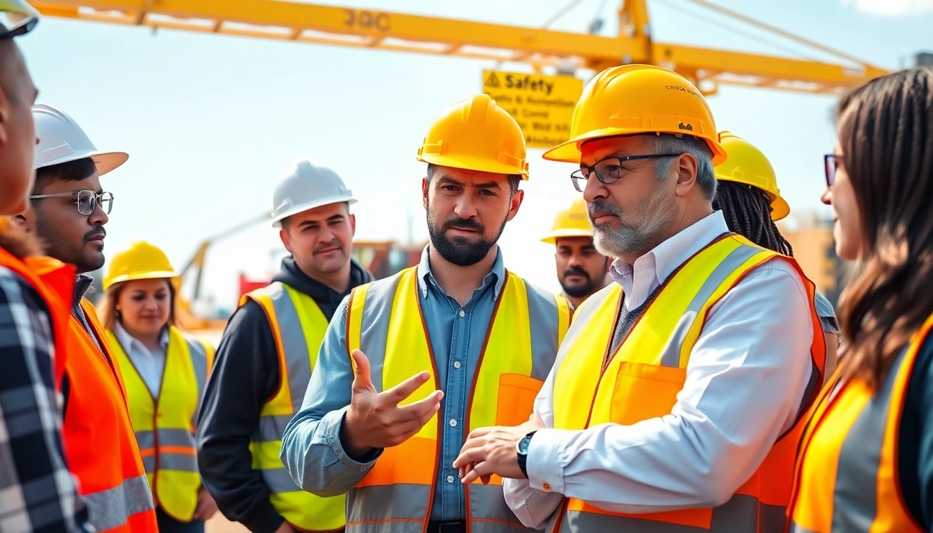 Promoting construction safety programs through an engaging training session outdoors.