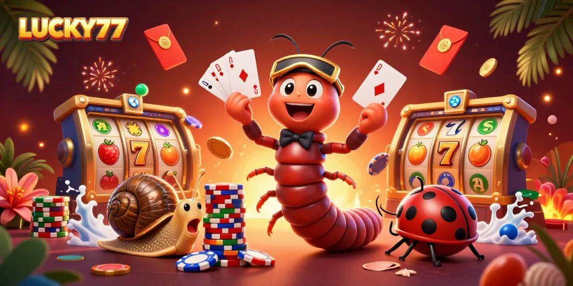 Spin your luck at LUCKY77 with a vibrant scene featuring a lively dealer and high rollers.