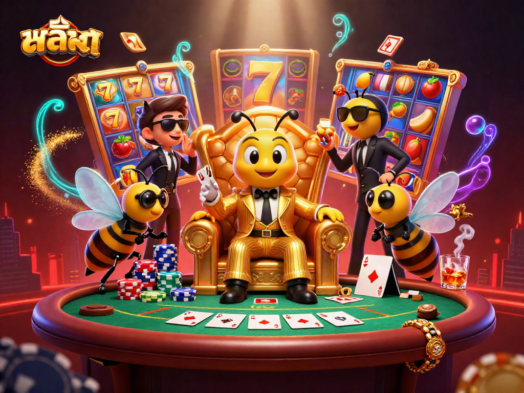 Experience thrilling สล็อต action with the bumblebee mob boss and vibrant slot elements.