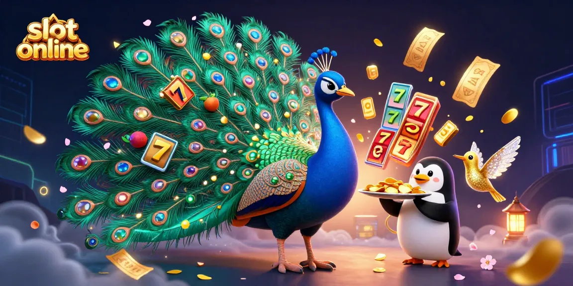 Spin vibrant slot online action with a peacock, penguin, and hummingbird surrounded by gaming symbols.