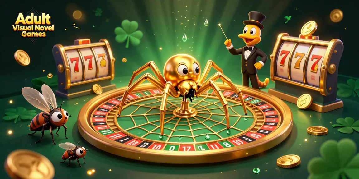 Place bets in Adult Visual Novel Games with a dynamic casino-themed scene featuring vibrant elements.