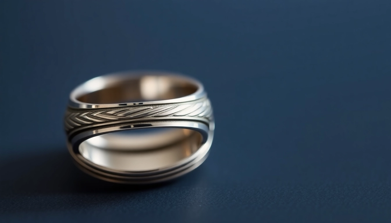 Showcase unique wedding bands for men detailing intricate designs and polished surfaces.