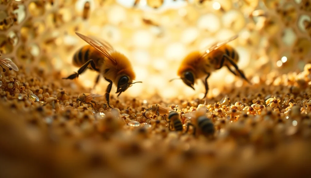 Explorando núcleos de abejas saludables en su entorno natural con excelente iluminación.