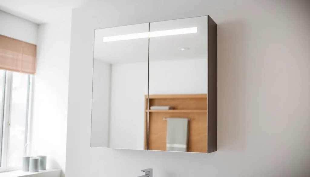 Präsentation des sonni Spiegelschrank mit modernem Design und Beleuchtung im Badezimmer.