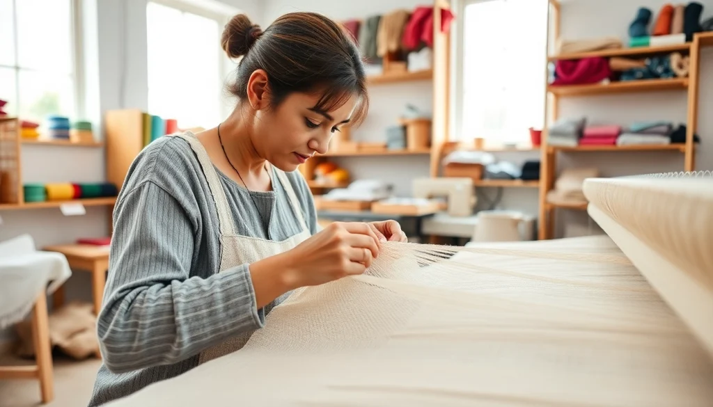 Creëer met ongebleekt katoen in een handgemaakte studio vol kleurrijke materialen.