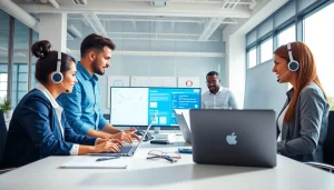 Boost your IT Support for Businesses with a professional team collaborating in a modern office.