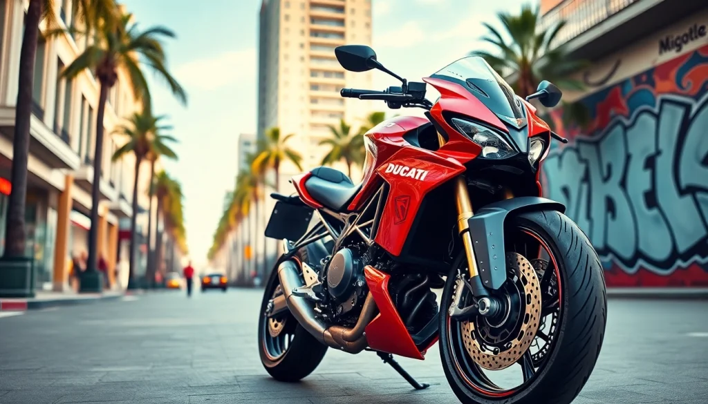 Verkauf deiner Ducati über https://moto-ankauf.de/ducati-verkaufen in einer urbanen Umgebung mit stilvollem Design.