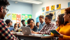 Engaged students collaborating in a vibrant classroom setting emphasizing Education.