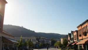 Discover the vibrant community scene in Clarksburg, showcasing its charming downtown.