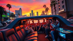 World Cup Group Transportation in a luxurious limousine with fans excitedly boarding for an unforgettable experience.