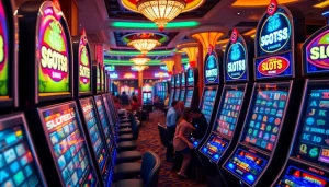 Players enjoying the SLOTS8 slot machines in a vibrant casino environment.