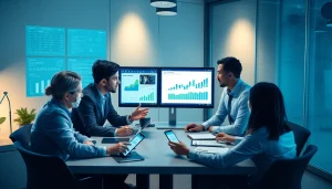 Engaging team discussing phone number verification technology in a professional office setting.