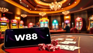 Trải nghiệm cảm giác hồi hộp khi cá cược trực tuyến trên W88 với bàn chơi sống động, màu sắc rực rỡ và những ván bài poker hấp dẫn.