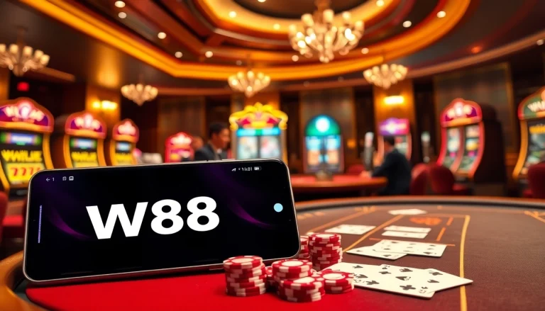 Trải nghiệm cảm giác hồi hộp khi cá cược trực tuyến trên W88 với bàn chơi sống động, màu sắc rực rỡ và những ván bài poker hấp dẫn.